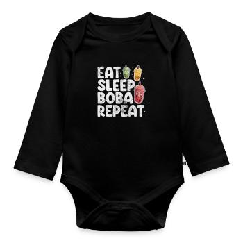 Bubble Tea Boba Tea Kawaii Cadeau - Body Bébé bio manches longues - noir - Devant