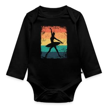 Ballet Danseuse Vintage Femme Ballerine - Body Bébé bio manches longues - noir - Devant