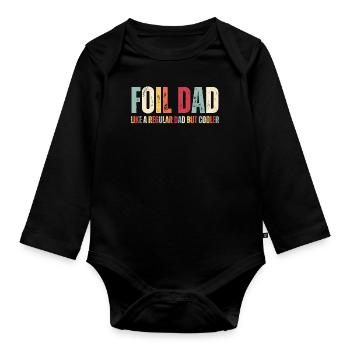 Foil Dad Wing Foil Wingsurfing Foil Wing - Organic Longsleeve Baby Bodysuit - black - Front