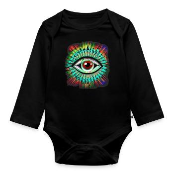 Psychedelic eye - Organic Longsleeve Baby Bodysuit - black - Front