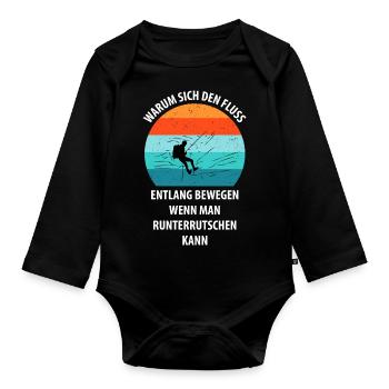 Canyoning Bergsteigen Klettern Wandern Berge - Baby Bio-Langarm-Body - Schwarz - Vorne