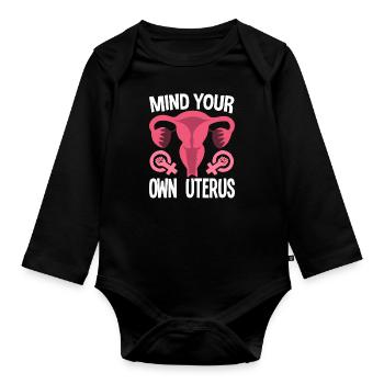 Feminismus Feministin - Baby Bio-Langarm-Body - Schwarz - Vorne