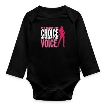 Feminismus Feministin - Baby Bio-Langarm-Body - Schwarz - Vorne