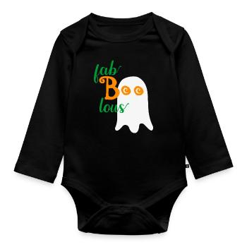 Fab-BOO-lous - Lustiges Gespenst für Halloween - Baby Bio-Langarm-Body - Schwarz - Vorne