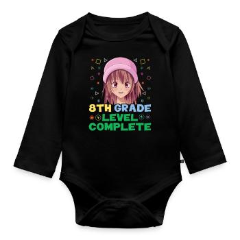 Anime Tag der Schule Glückliche letzte Klasse 8. Klasse - Baby Bio-Langarm-Body - Schwarz - Vorne