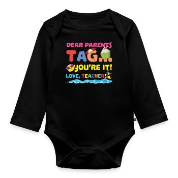 Parents Il Jour De L’Ecole Joyeux Dernier Enseignant de Classe - Body Bébé bio manches longues - noir - Devant