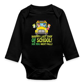 Mignon jour de l’école Joyeux chauffeur de bus de dernière classe - Body Bébé bio manches longues - noir - Devant