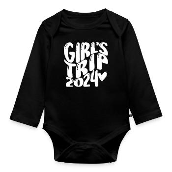 Week-end des filles Voyage Femmes Filles 2024 - Body Bébé bio manches longues - noir - Devant