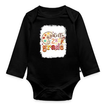 Zweite Klasse Rainbow Girls Jungen Lehrerteam 2. - Baby Bio-Langarm-Body - Schwarz - Vorne