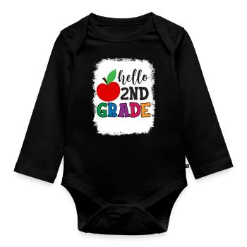 Zweite Klasse Rainbow Girls Jungen Lehrerteam 2. - Baby Bio-Langarm-Body - Schwarz - Vorne