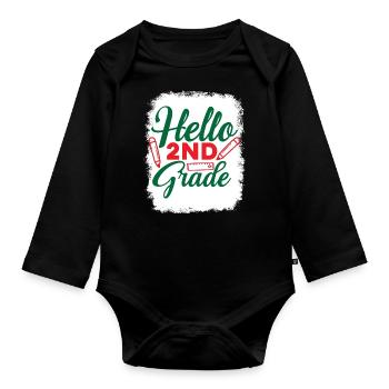 Zweite Klasse Rainbow Girls Jungen Lehrerteam 2. - Baby Bio-Langarm-Body - Schwarz - Vorne