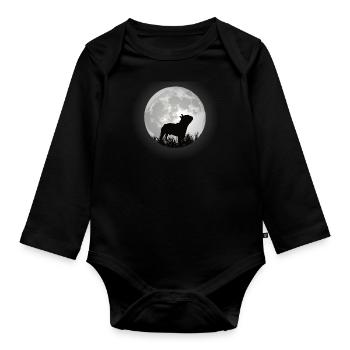 Chien Bulldog Dog Propriétaire Gechenkidee - Body Bébé bio manches longues - noir - Devant