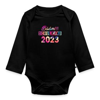 Schulkind 2023 Einschulung - Baby Bio-Langarm-Body - Schwarz - Vorne