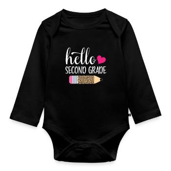 Zweite Klasse Rainbow Girls Jungen Lehrerteam 2. - Baby Bio-Langarm-Body - Schwarz - Vorne