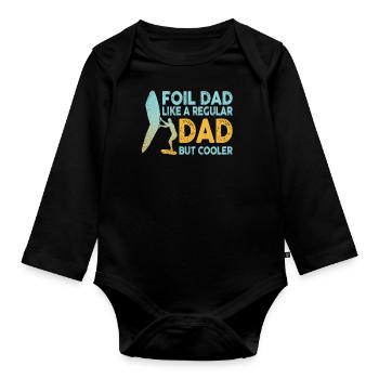 Foil Dad Wing Foil Wingsurfing Foil Wing - Organic Longsleeve Baby Bodysuit - black - Front