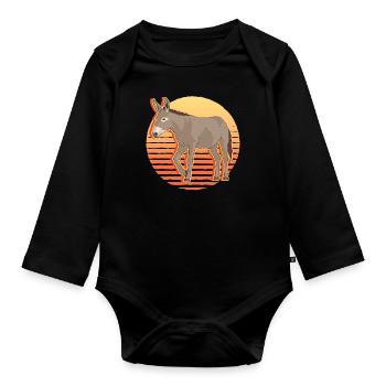 Esel Eselchen Eselbesitzer Eselliebhaber Geschenk - Baby Bio-Langarm-Body - Schwarz - Vorne