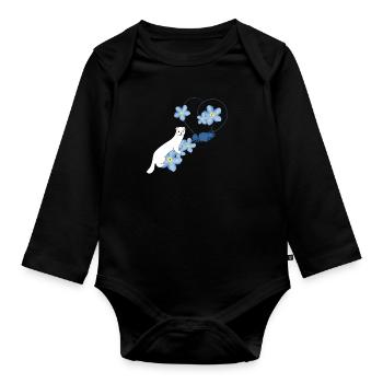 White weasel - Organic Longsleeve Baby Bodysuit - black - Front