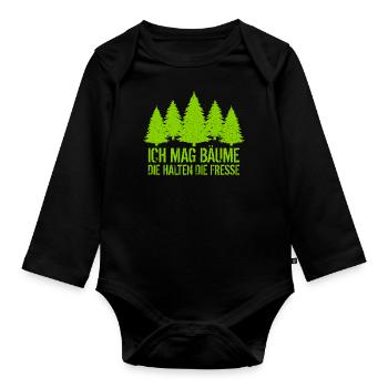 Ich mag Bäume - Die halten die Fresse - Waldliebe - Baby Bio-Langarm-Body - Schwarz - Vorne