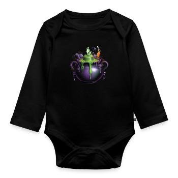 Design effrayant d’Halloween Chaudron de sorcière effrayant - Body Bébé bio manches longues - noir - Devant