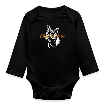 Hund Bulldogge Hundebesitzer Gechenkidee - Baby Bio-Langarm-Body - Schwarz - Vorne