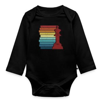 Retro Grandmaster Queen Player Professional Chess - Organic Longsleeve Baby Bodysuit - black - Front