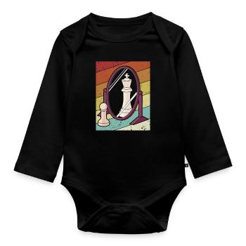Retro Player Grandmaster Queen Professional Chess - Organic Longsleeve Baby Bodysuit - black - Front