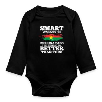 Burkina Faso - Organic Longsleeve Baby Bodysuit - black - Front