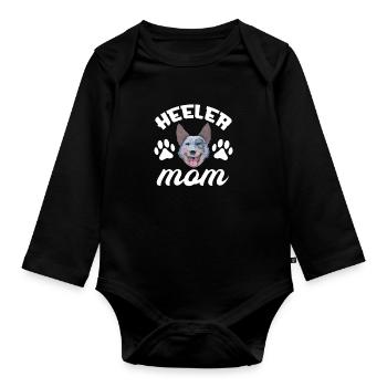 Australian Cattle Dog Mutter Hund Hunde Geschenk - Baby Bio-Langarm-Body - Schwarz - Vorne