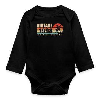 1998 Anniversary year original vintage 1998 - Organic Longsleeve Baby Bodysuit - black - Front