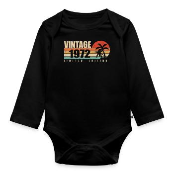 1972 Anniversary Year Original vintage 1972 - Organic Longsleeve Baby Bodysuit - black - Front
