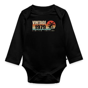 1979 Anniversary year original vintage 1979 - Organic Longsleeve Baby Bodysuit - black - Front