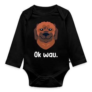 Ok wau mit Leonberger Hundeliebhaber - Baby Bio-Langarm-Body - Schwarz - Vorne