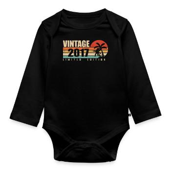 2017 Année d’anniversaire millésime original 2017 - Body Bébé bio manches longues - noir - Devant