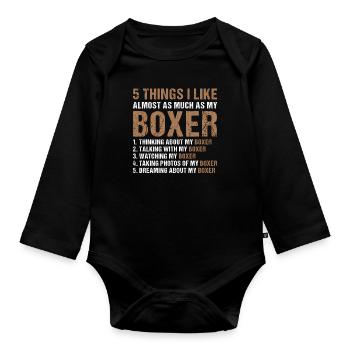 5 Things I Like As Much As My Boxer - Baby Bio-Langarm-Body - Schwarz - Vorne