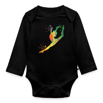 Gymnastin Mit Keulen Rhythmische Sportgymnastik - Baby Bio-Langarm-Body - Schwarz - Vorne