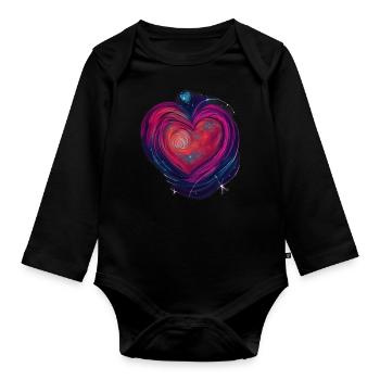 Heart of the Galaxy - Organic Longsleeve Baby Bodysuit - black - Front