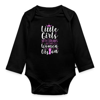 Feminist Little Girls With Dreams - Organic Longsleeve Baby Bodysuit - black - Front