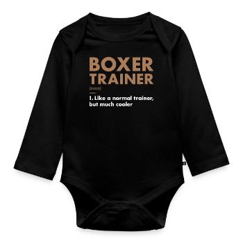 Boxer Trainer Definiton - Baby Bio-Langarm-Body - Schwarz - Vorne