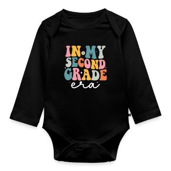 Zweite Klasse Rainbow Girls Jungen Lehrerteam 2. - Baby Bio-Langarm-Body - Schwarz - Vorne
