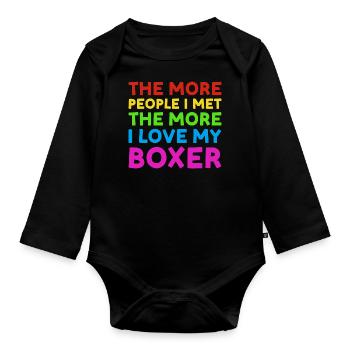 More People I Met More I Love Boxer - Baby Bio-Langarm-Body - Schwarz - Vorne