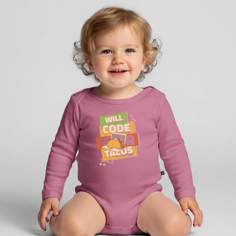 Will Code pour Tacos Développeur Codeur Programmeur Body Bébé bio manches longues
