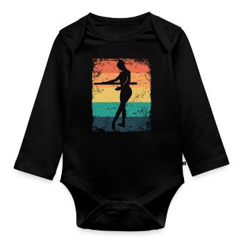 Ballet Danseuse Vintage Femme Ballerine - Body Bébé bio manches longues - noir - Devant