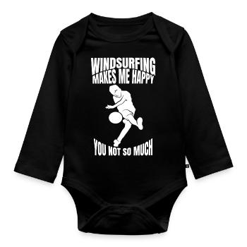 Planche à voile Kitesurfers Windsurfers Kitesurf - Body Bébé bio manches longues - noir - Devant