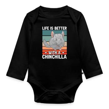 La vie avec la souris laineuse rongeur chinchilla - Body Bébé bio manches longues - noir - Devant