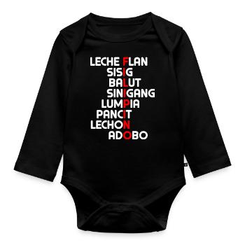 Philippinen Food Design für stolze Pinoys - Baby Bio-Langarm-Body - Schwarz - Vorne