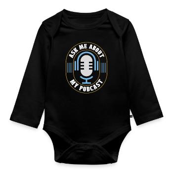 Podcasting Posez-moi des questions sur mon podcast Radio Broadcast - Body Bébé bio manches longues - noir - Devant