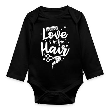 love is in the hair Design for a barber or - Baby Bio-Langarm-Body - Schwarz - Vorne