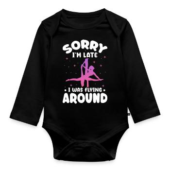 sorry Im late I was flying around Design - Organic Longsleeve Baby Bodysuit - black - Front