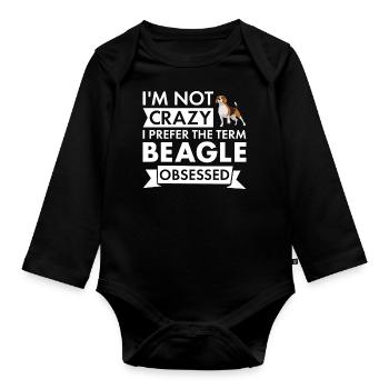 Je préfère le terme Beagle Obsessed - Body Bébé bio manches longues - noir - Devant