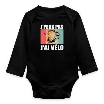J'Peux Pas J'ai Parachute Idée Cadeau Parachutiste - Body Bébé bio manches longues - noir - Devant